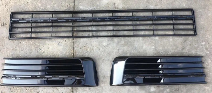 VW T6 2016-2019 передний бампер Grilles с Trims (3 PCS) глянцевый чёрный — Volkswagen